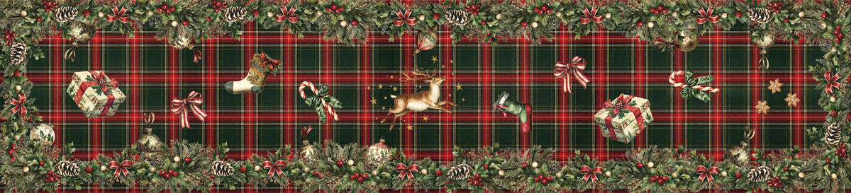 Merry Moments Premium Linen table runner with festive print, 50 × 150