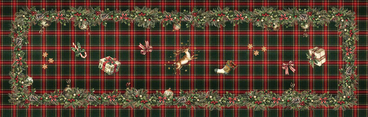 Merry Moments Premium Linen table runner with festive print, view 4