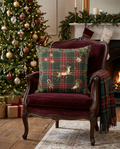 Merry Moments decorative velvet cushion with festive print