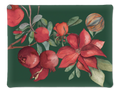 Grenade Green acrylic tray with printed linen and pomegranate design, 37 × 28