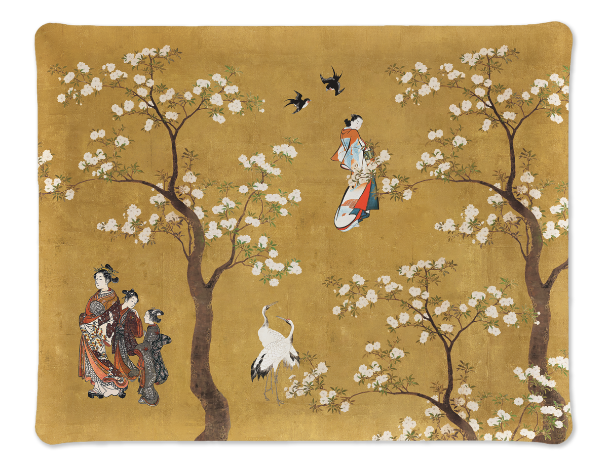Ukiyo acrylic tray with digitally printed linen, view 4
