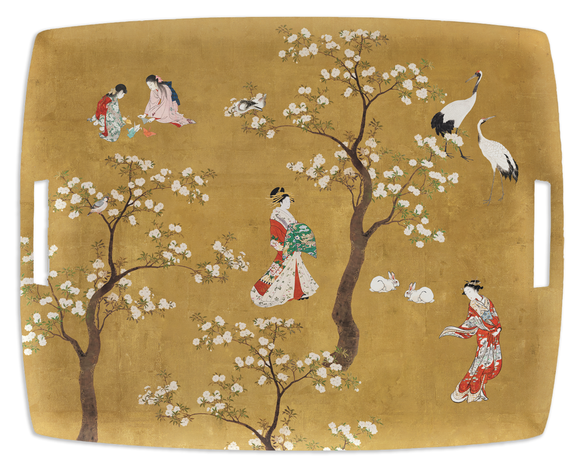 Ukiyo acrylic tray with digitally printed linen, view 5