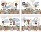 Set of 4 Placemats Mongolfiere 100% Made in Italy The Napking