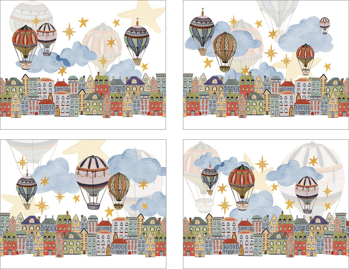 Set aus 4 Tischsets Mongolfiere 100% Made in Italy The Napking