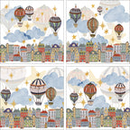 Set aus 4 Servietten aus Baumwollsatin Mongolfiere 100% Made in Italy The Napking