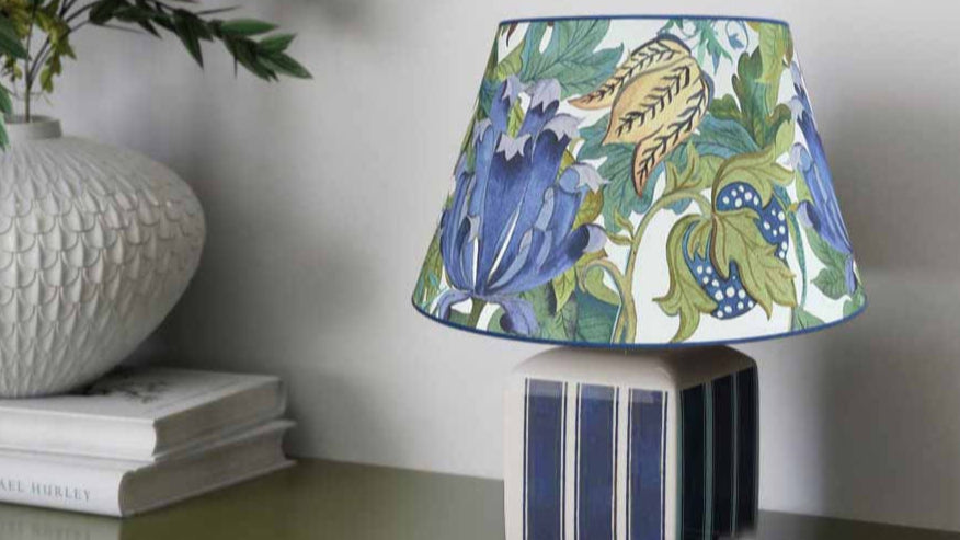 "MORRIS" Conical lampshade in printed fabric. - The Napking