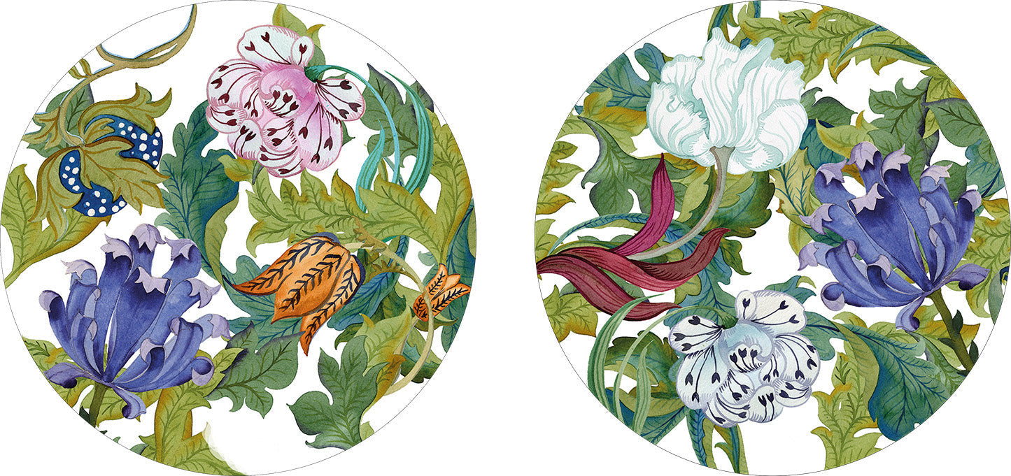 Set of 2 round hardboard placemats Morris - The Napking