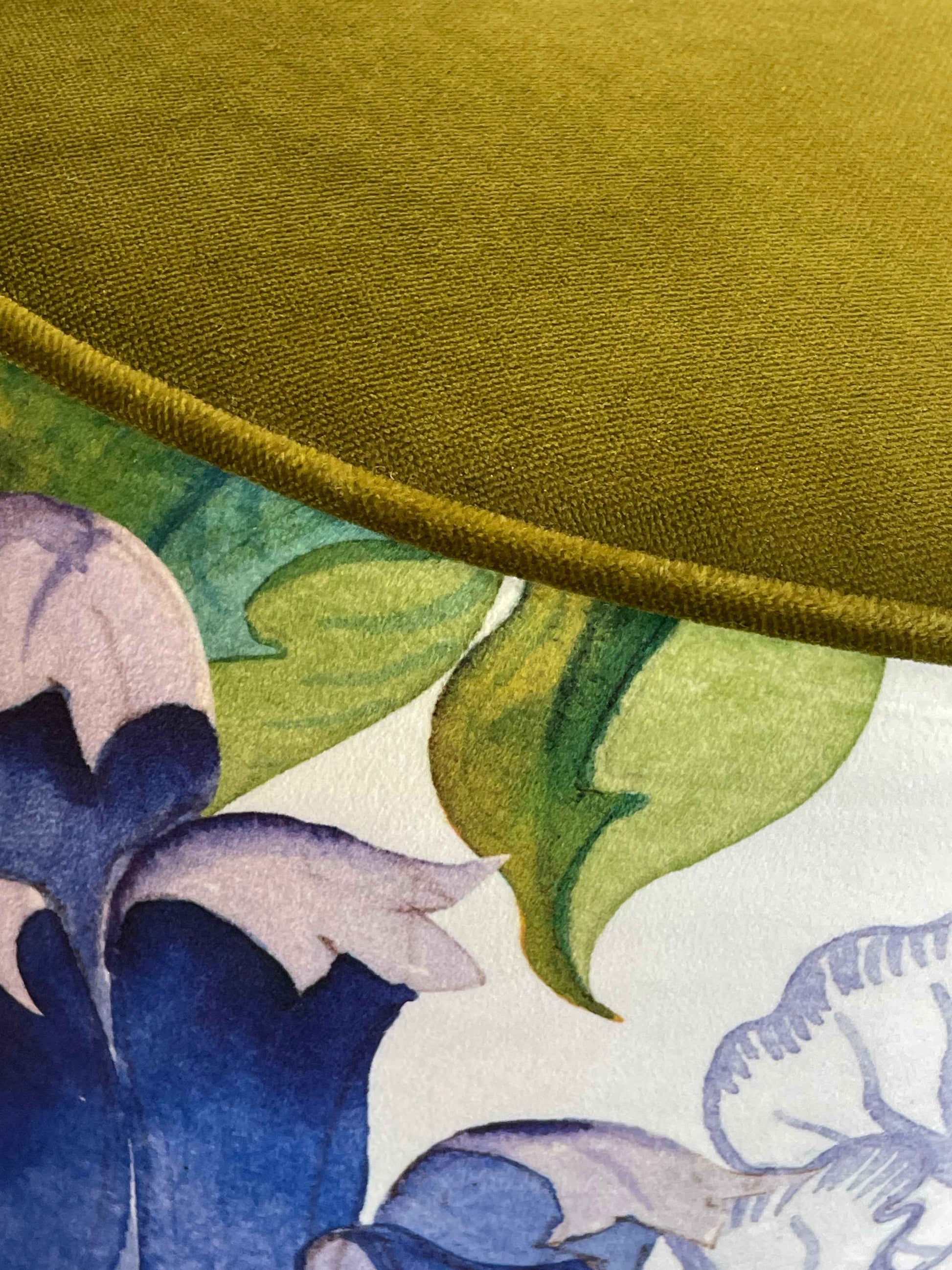 Morris Chesterfield Pouf in Green Velvet - Ø 48 x H 30 cm