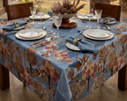 Motswiri Premium Linen tablecloth with organic print, 180 × 180 cm