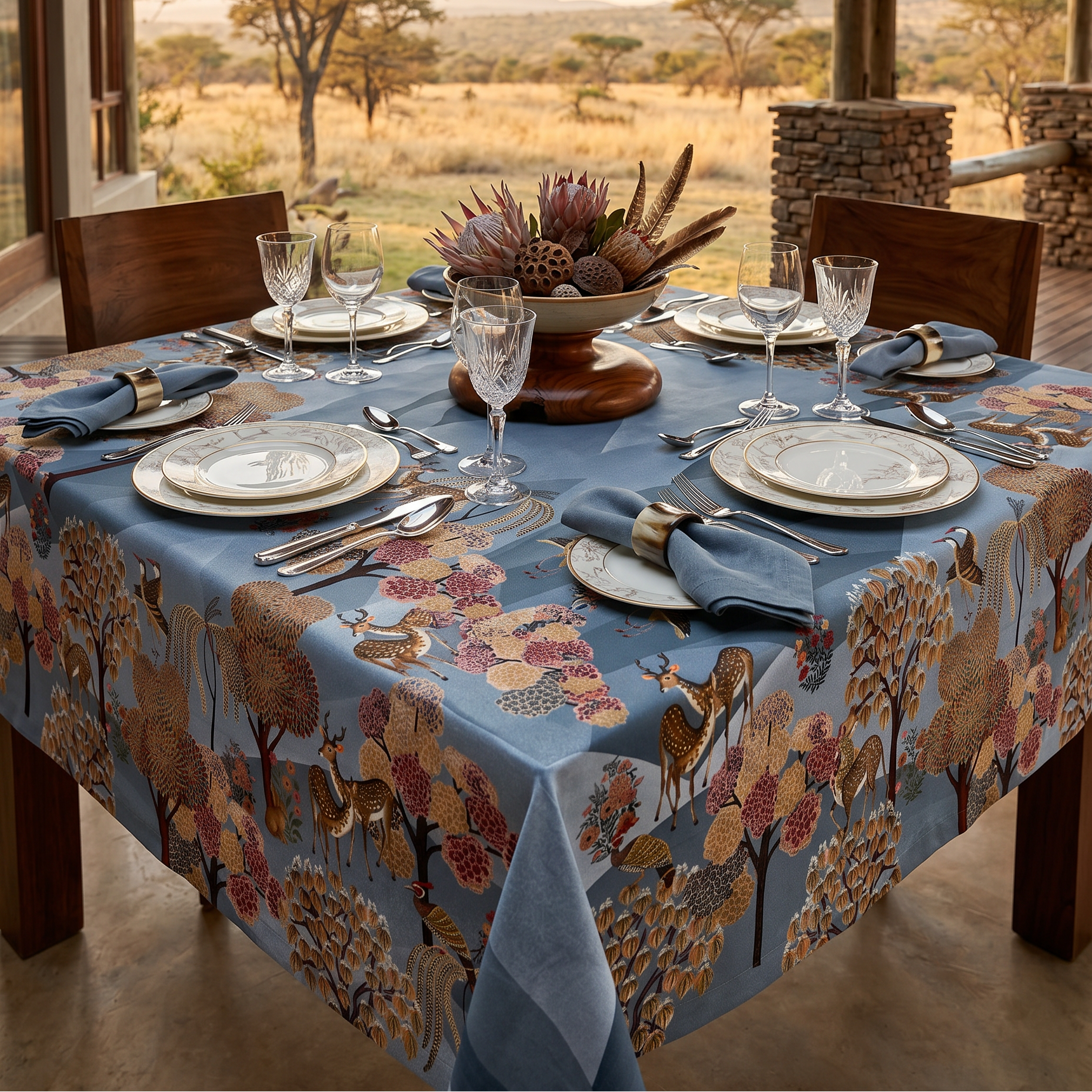 Motswiri Premium Linen Tablecloth, The Napking home textile, 180x180 cm