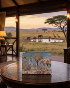 Motswiri velvet trousse with nature-inspired print