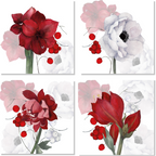 Anemoni set of four pure linen napkins with floral print, view 2
