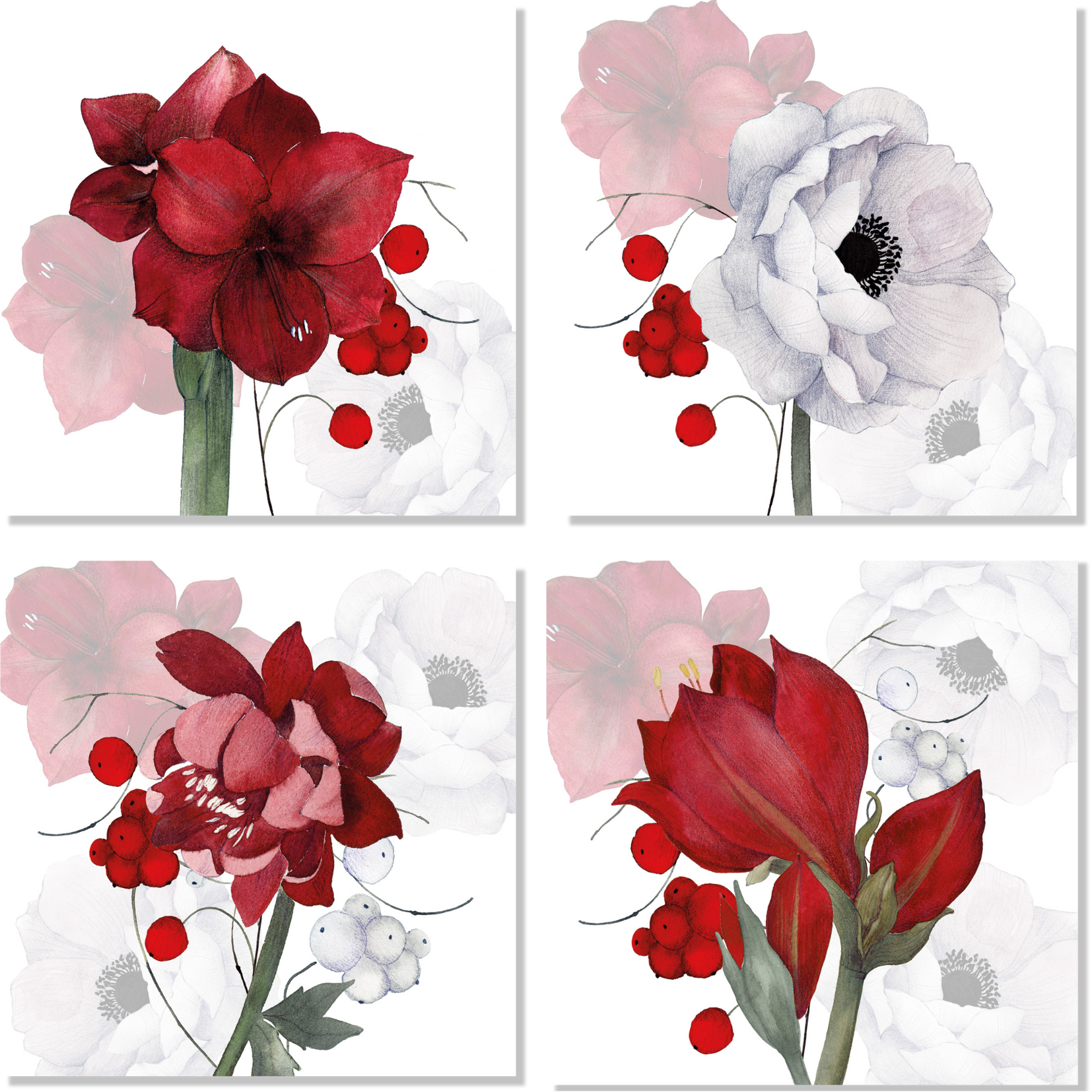 Set Of 4 Napkins Premium Linen «Anemoni» 100% Made in Italy - The Napking