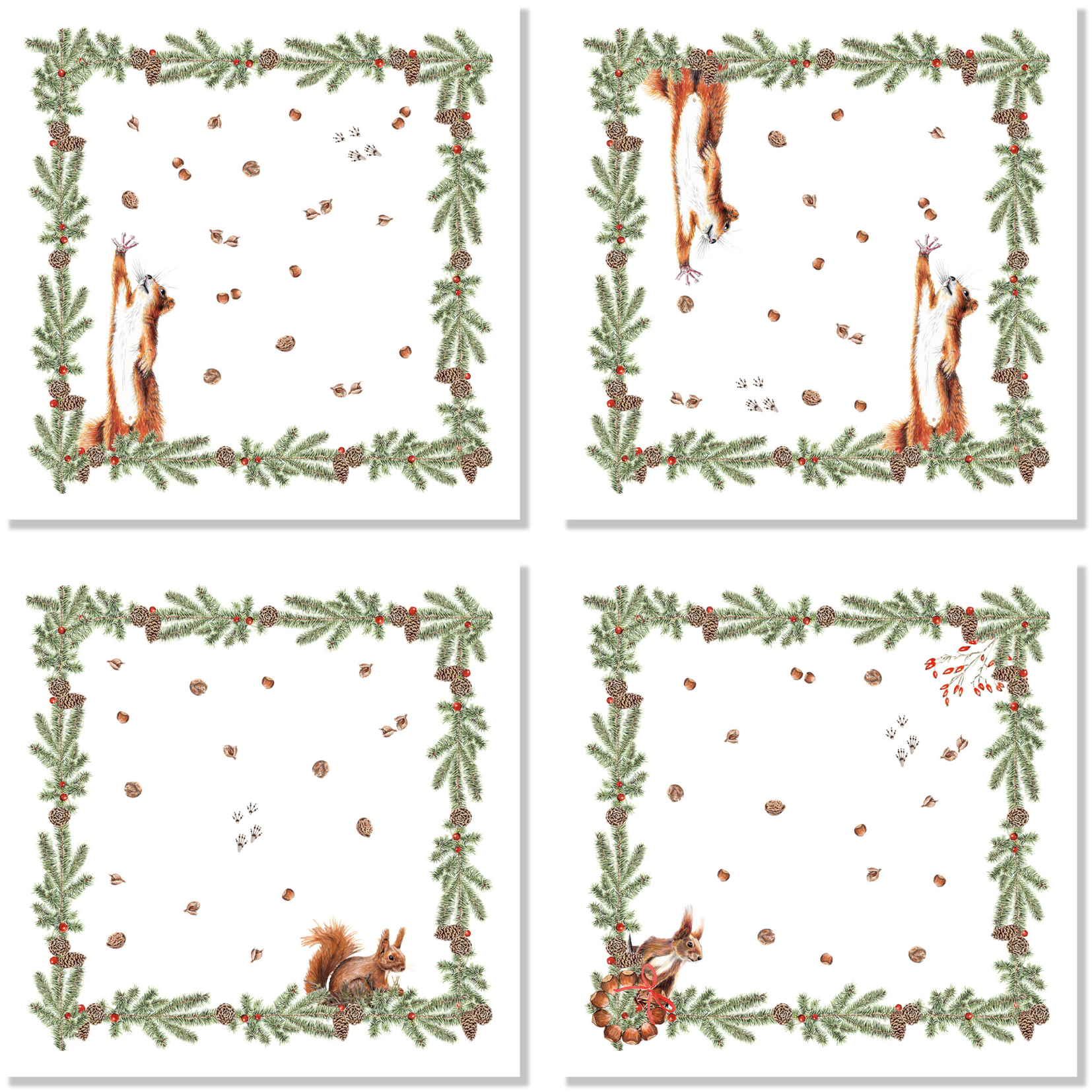 Set Of 4 Napkins «The Squirrel» 100% Made in Italy - The Napking