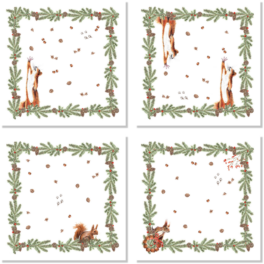 Set Of 4 Napkins «The Squirrel» 100% Made in Italy - The Napking