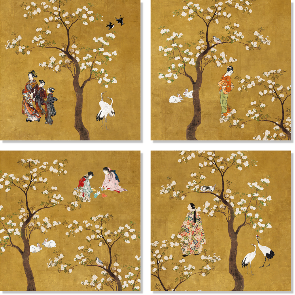 Set Of 4 Napkins Premium Linen «Ukiyo» 100% Made in Italy - The Napking