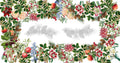 Natalia Pure Linen tablecloth with festive botanical print, 160 × 220 cm