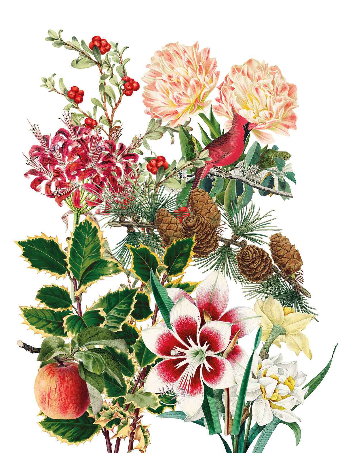 Natalia lino puro paño de cocina con festive estampado botánico, vista 3