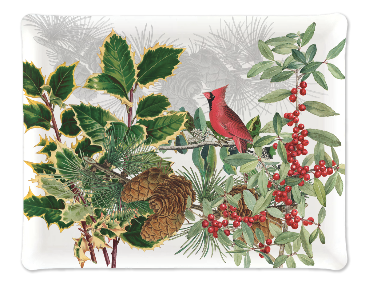 Natalia acrylic tray with digitally printed botanical linen, view 4