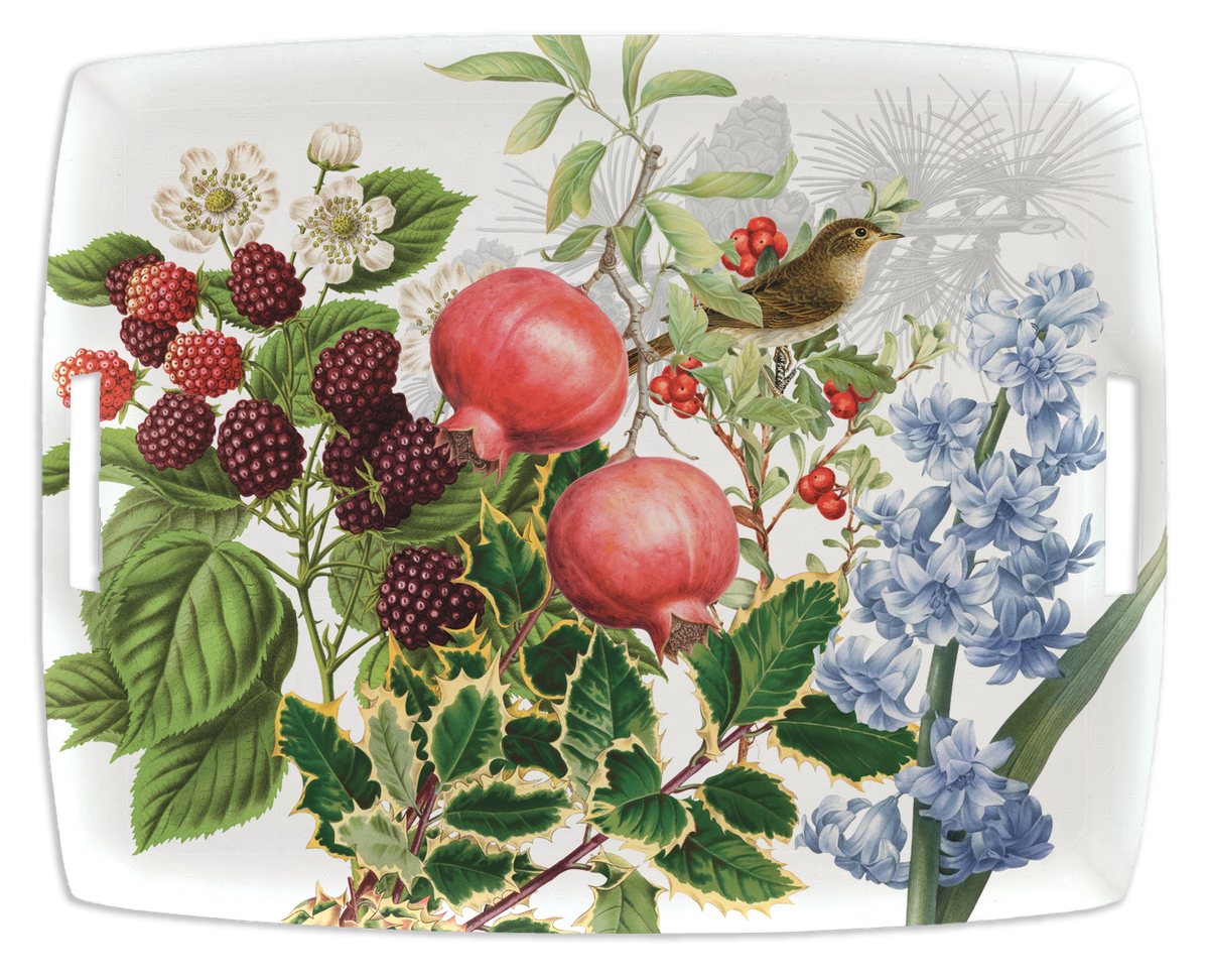 Natalia acrylic tray with digitally printed botanical linen, view 5