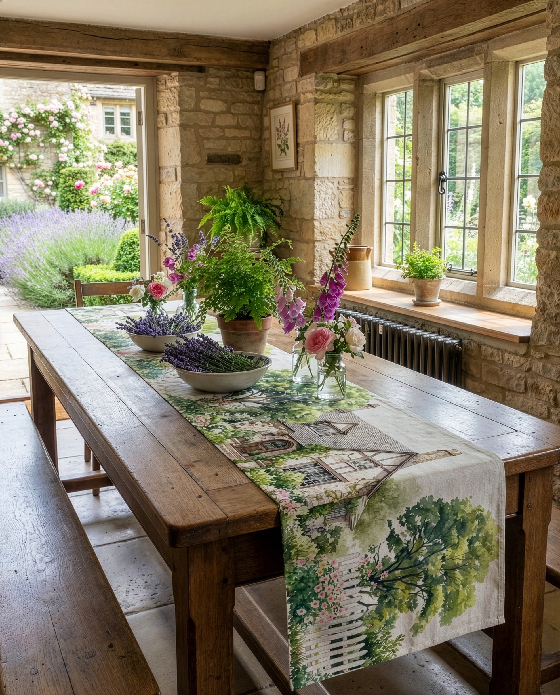 Premium Linen Runner Nunny Cottage 100% Made in Italy