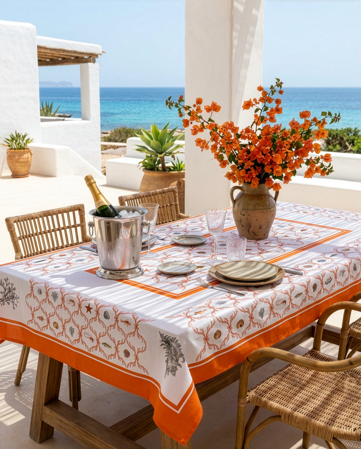 Premium-Leinen-Tischdecke Oceania 100% Made in Italy