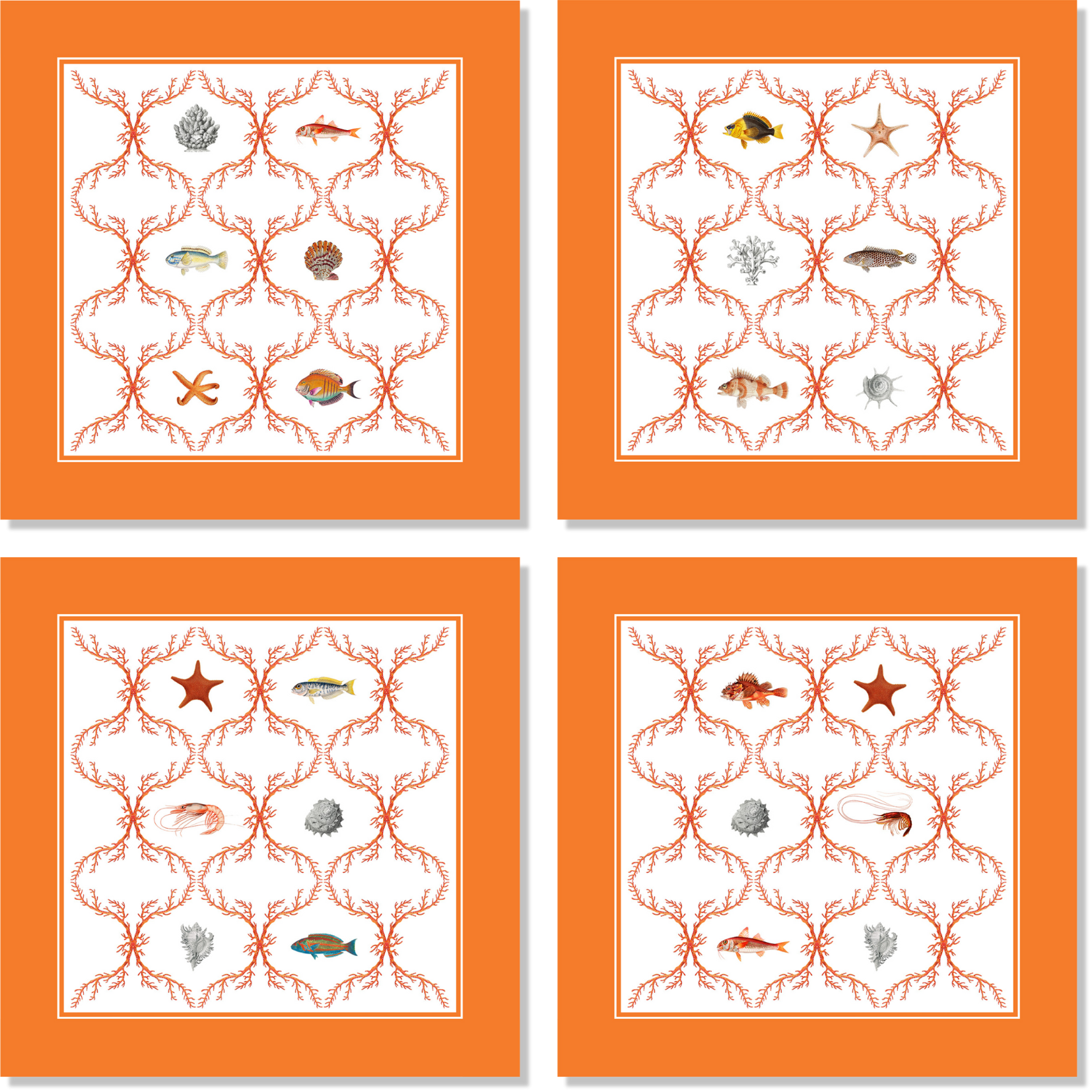 Set Of 4 Napkins Premium Linen Oceania 100% Made in Italy