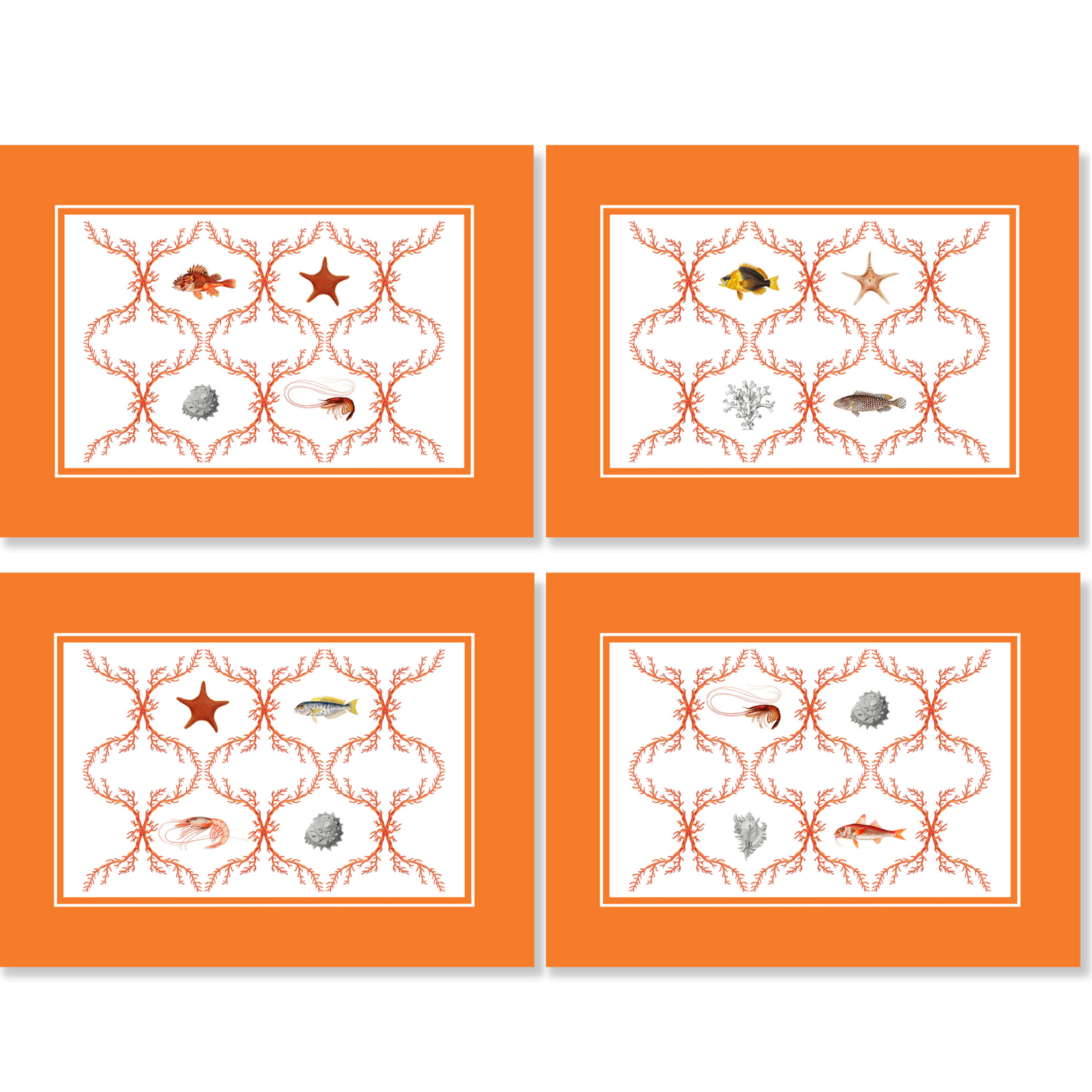 Set of 4 Placemats Oceania Premium quality Linen