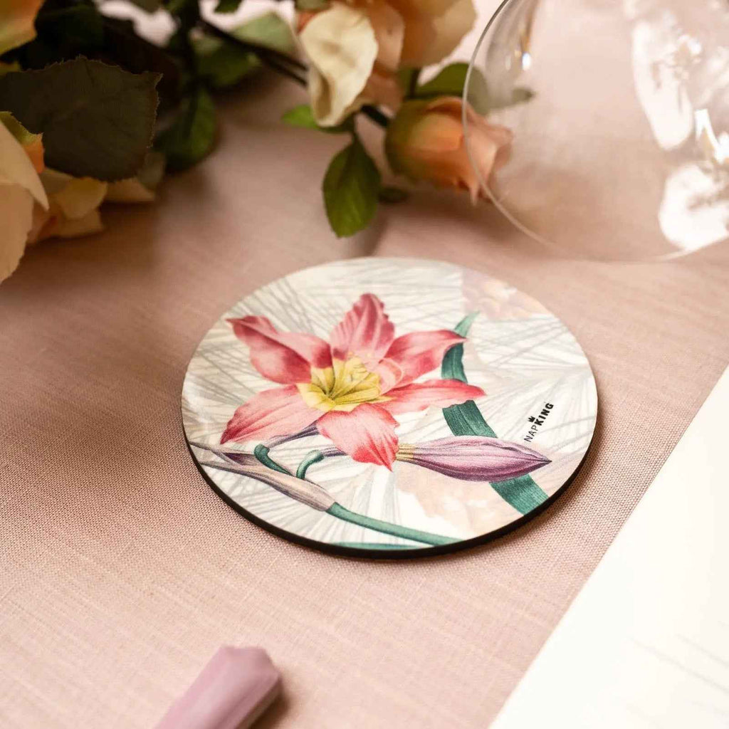 Set of 2 coasters  «Winter Garden» wood and cork - 100% Made in Italy