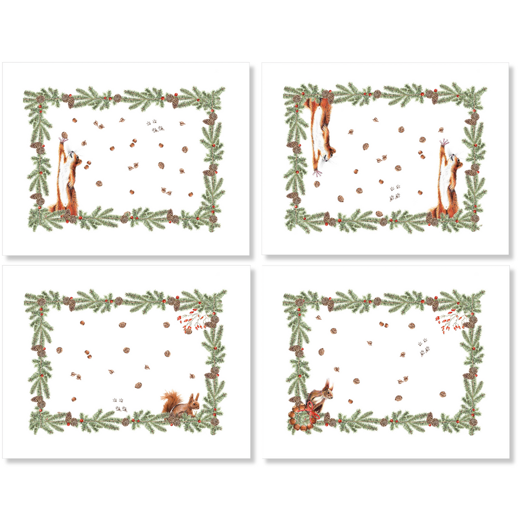 Set of 4 Placemats «The Squirrel» Linen 100% Made in Italy - The Napking