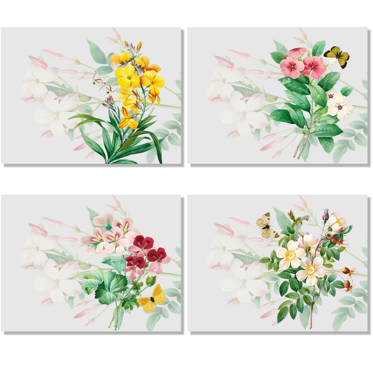 Set aus 4 Tischsets Blooming Baumwollsatin 100% Made in Italy The Napking