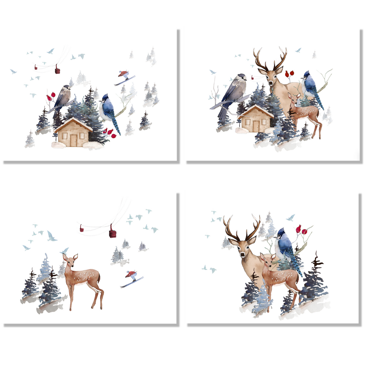 Buck set of four Pure Linen placemats with woodland print, view 2