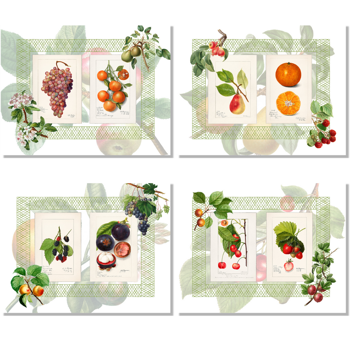 Set aus 4 Tischsets «Summer Fruit» Leinen 100% Made in Italy The Napking