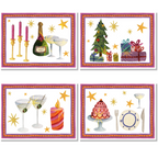 Set of 4 Cotton Satin Placemats Xmas Party 100% Made in Italy – Italian Christmas The Napking