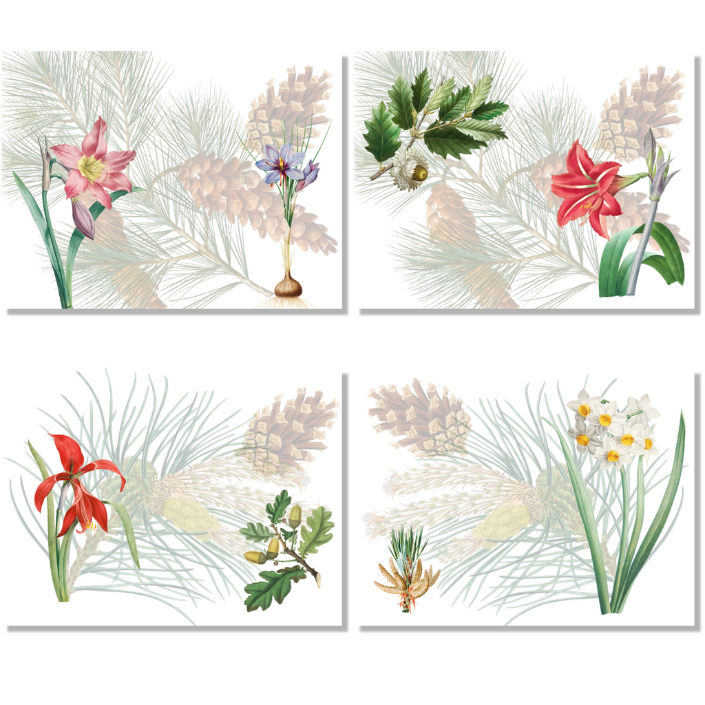 Set of 4 Placemats «Winter Garden», Linen 100% Made in Italy The Napking