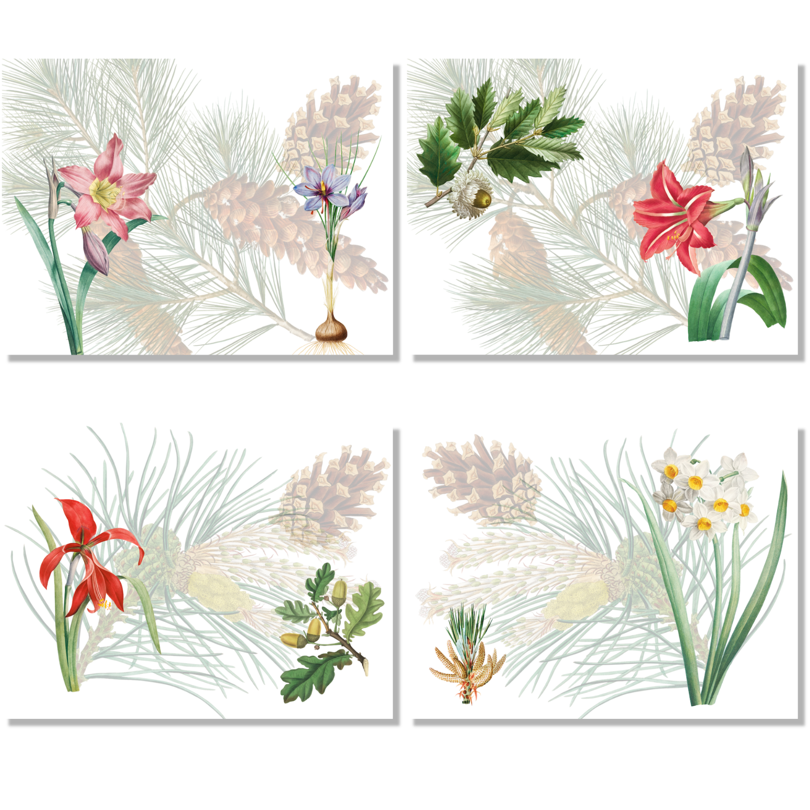 Set of 4 Placemats «Winter Garden», Linen 100% Made in Italy The Napking