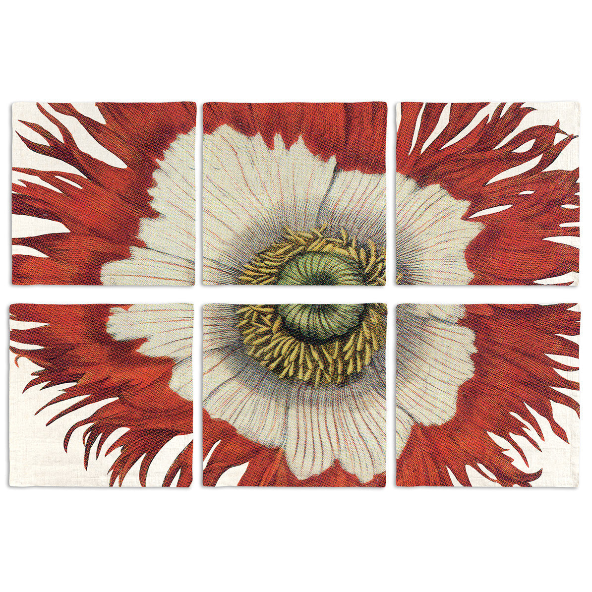 Set of 6 Servilletas Papaver 100% Made in Italy The Napking