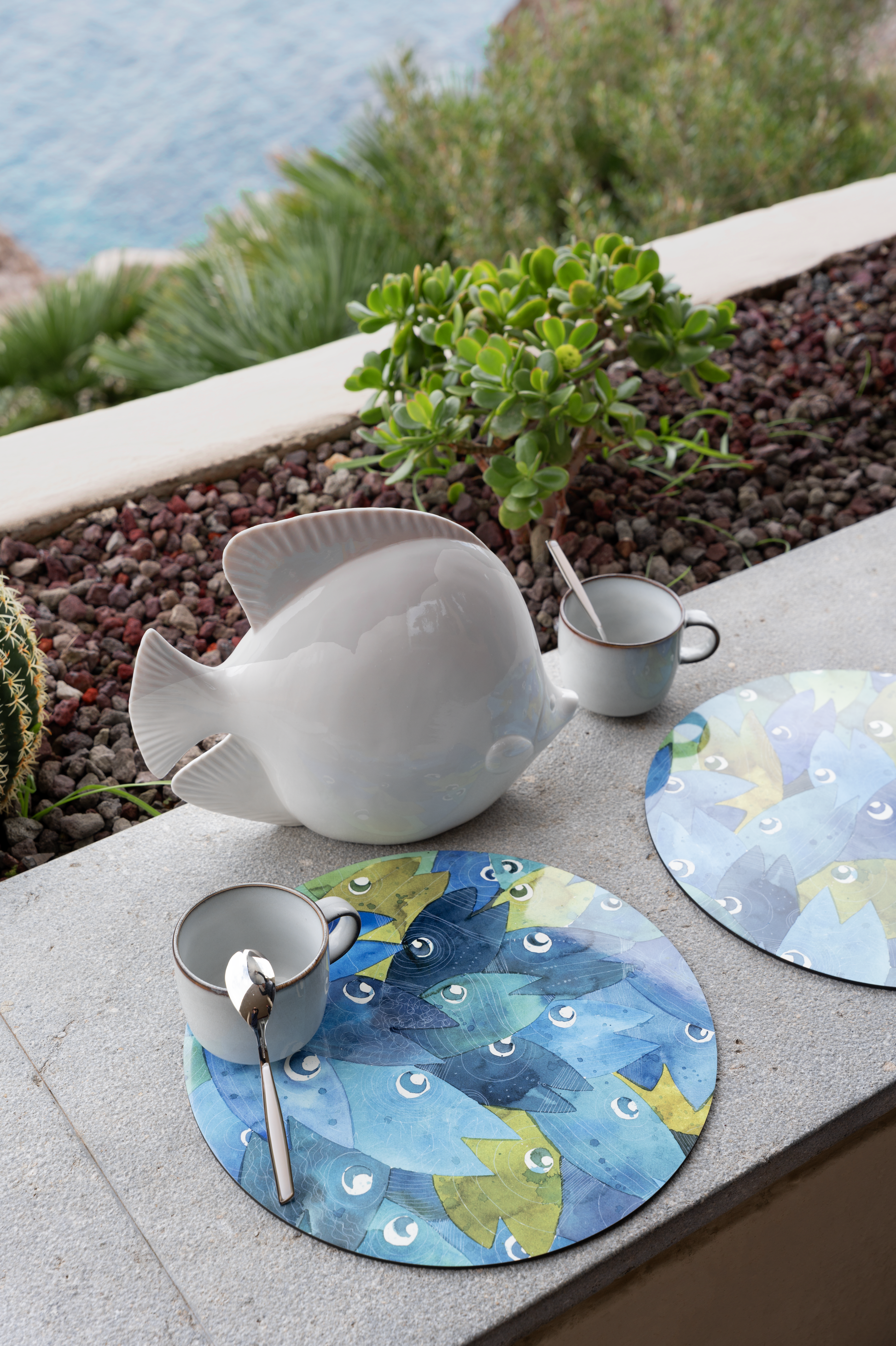 Set of 2 round hardboard placemats Paranza 100% Made in Italy