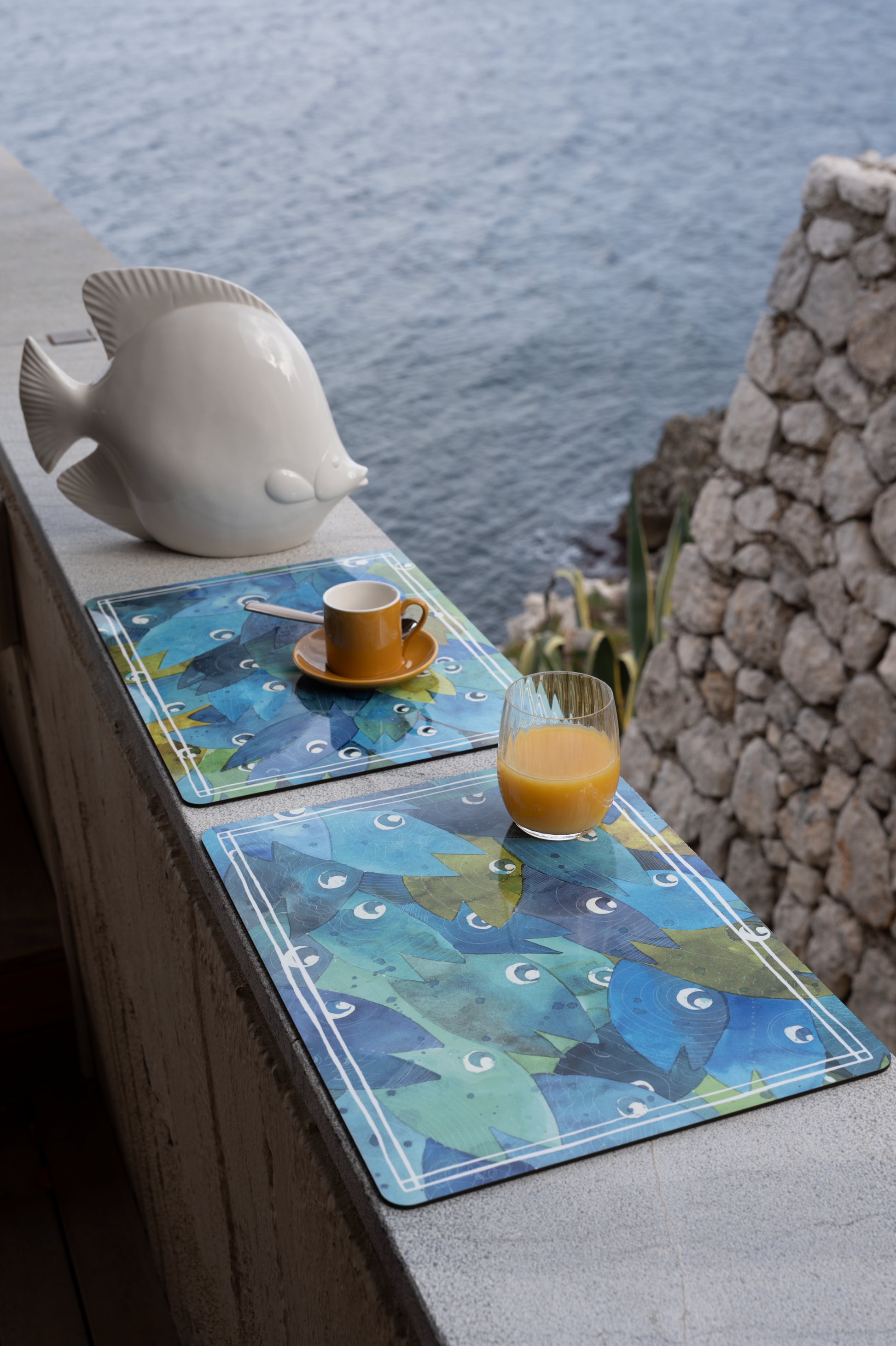 Set of 2 rectangular hardboard placemats Paranza, 100% Made in Italy