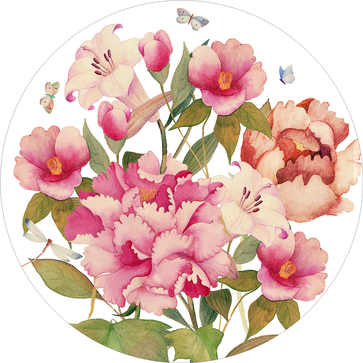 Set of 2 round hardboard placemats «Peony» 100% Made in Italy - The Napking