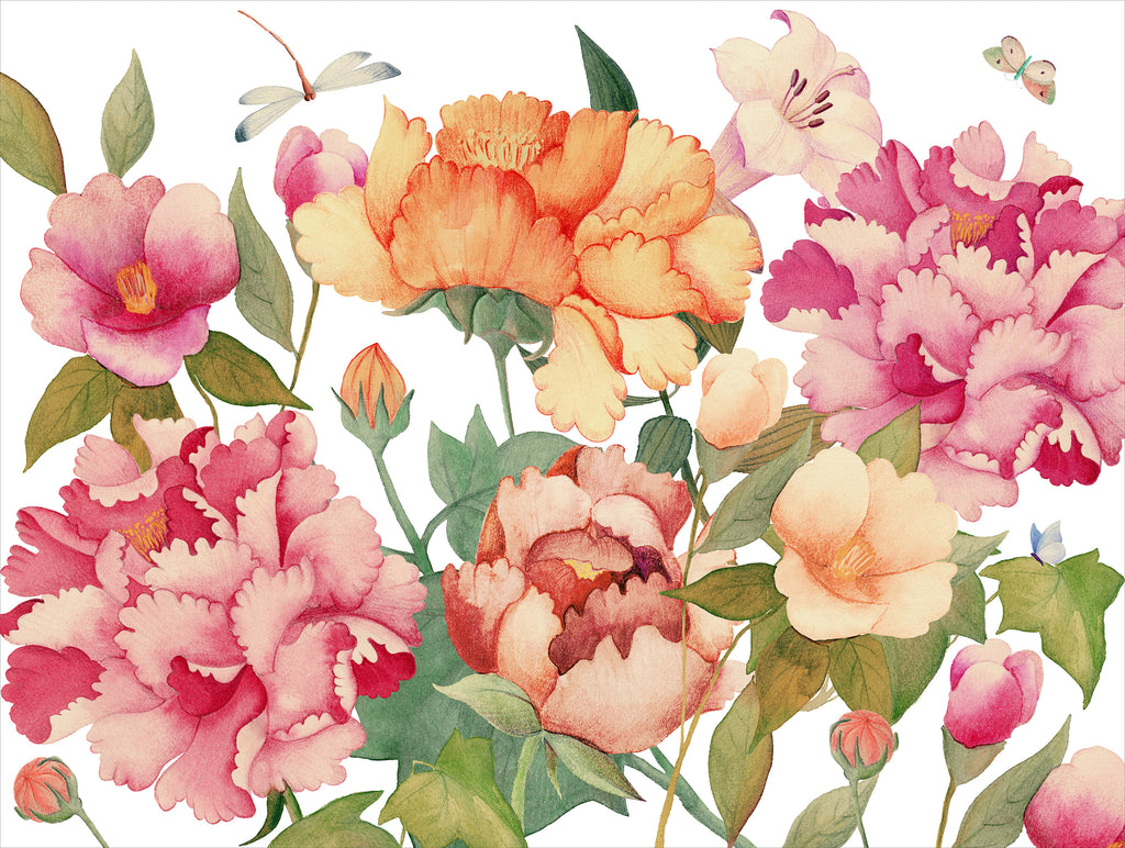 Set of 2 rectangular hardboard placemats «Peony», 100% Made in Italy - The Napking