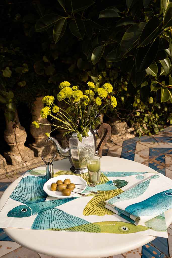 Set of 4 Placemats Pesci volanti Linen 100% Made in Italy