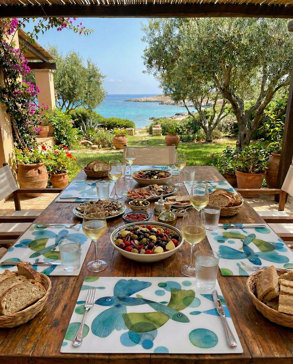Set of 2  Pesci Volanti Stone Mat PVC placemats