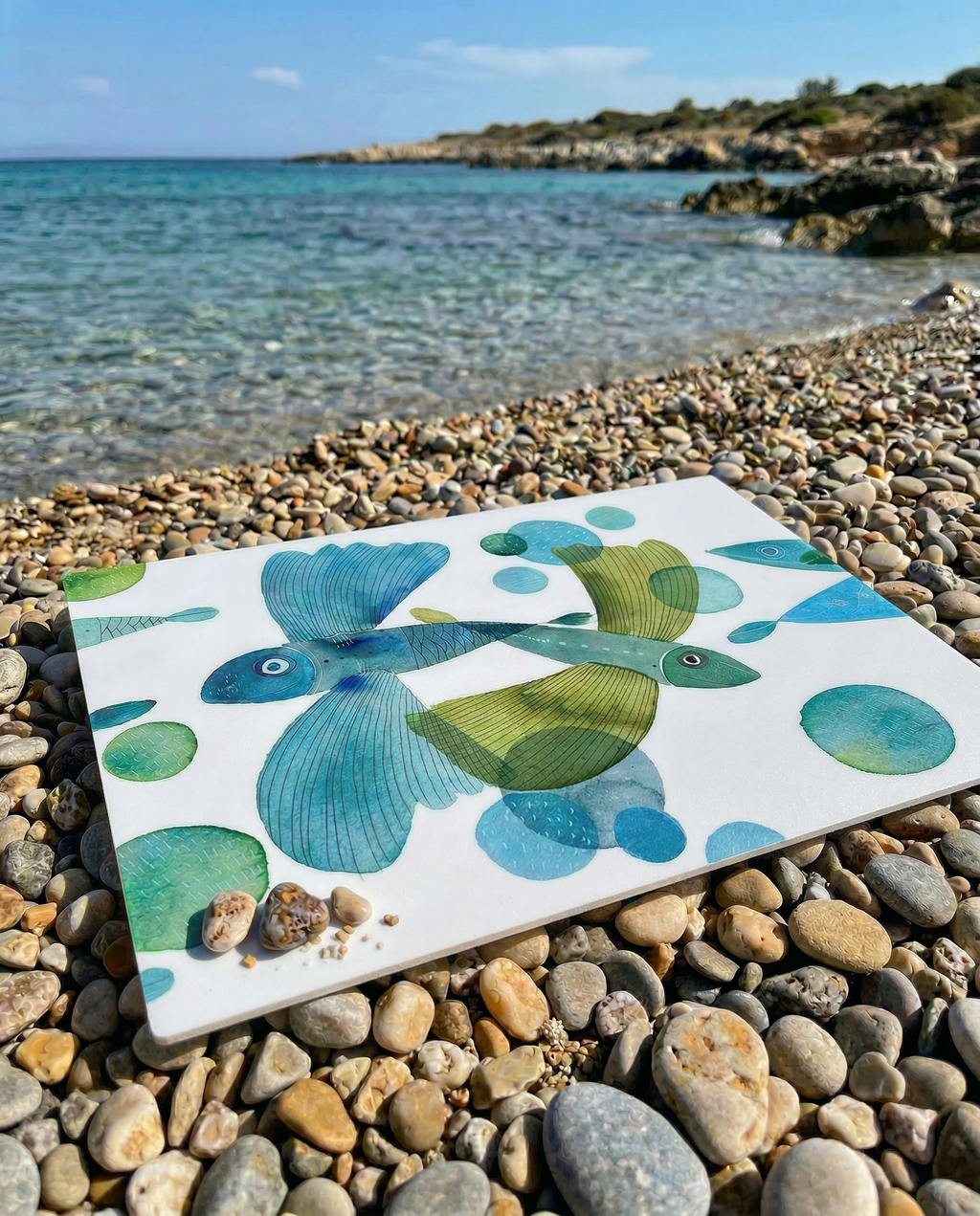 Set of 2  Pesci Volanti Stone Mat PVC placemats