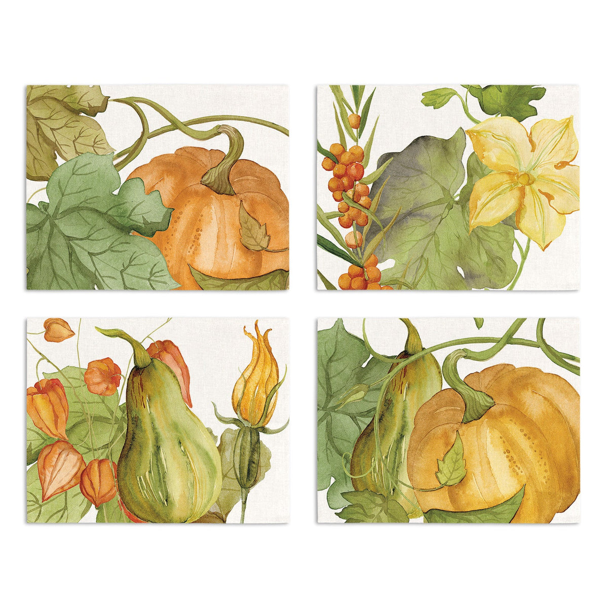 Set of 4 Placemats «Potirons» Linen 100% Made in Italy The Napking