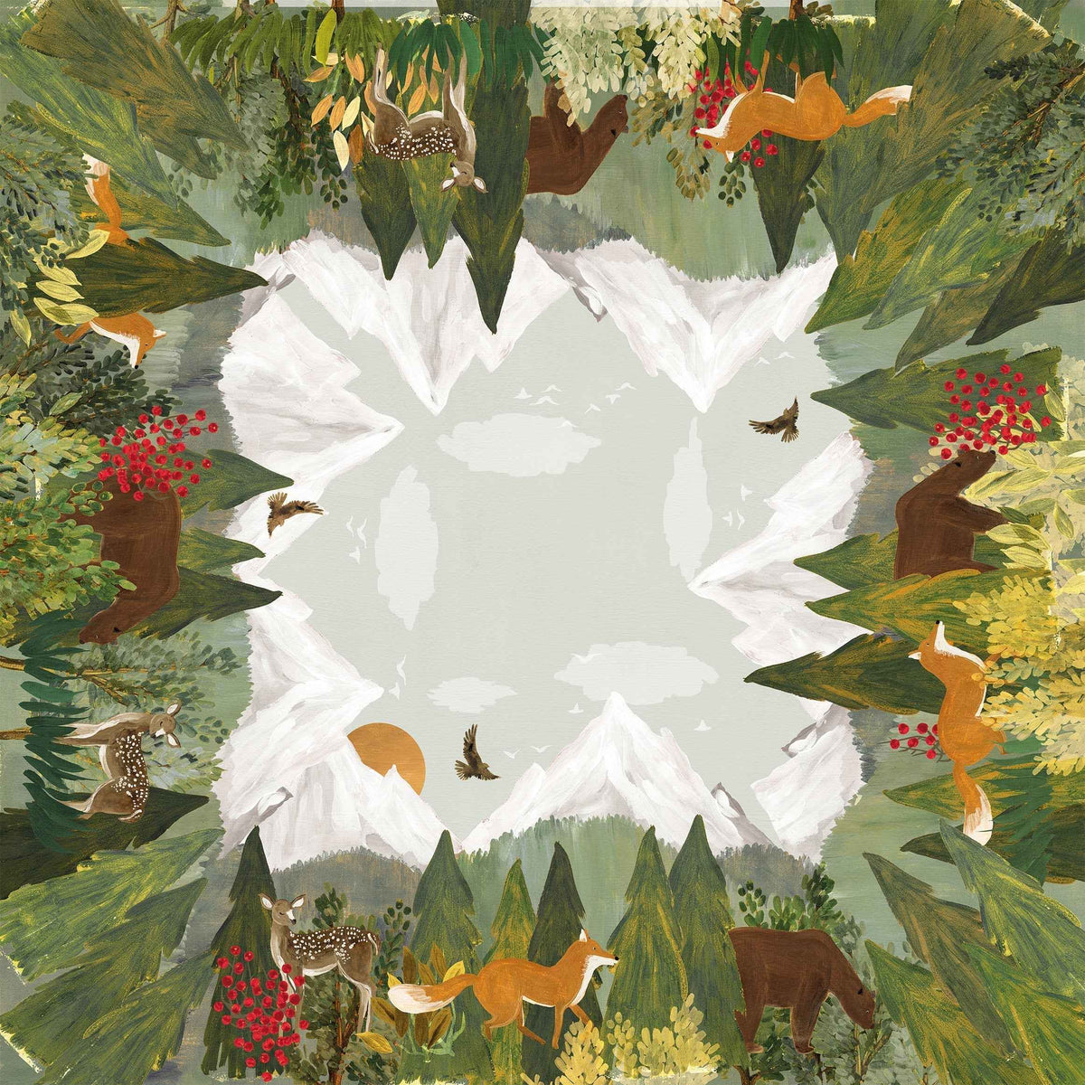 Reinard Pure Linen tablecloth with seasonal illustrated print, 180 × 270 cm
