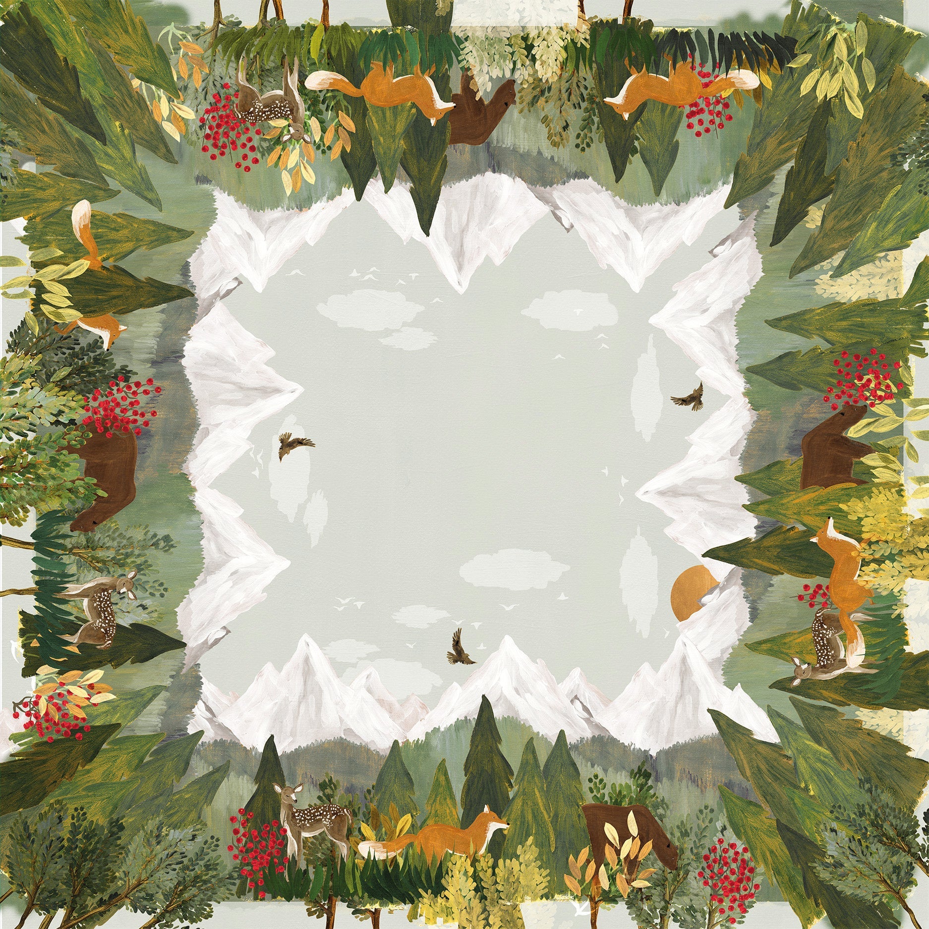 Reinard Pure Linen tablecloth with seasonal illustrated print, view 7