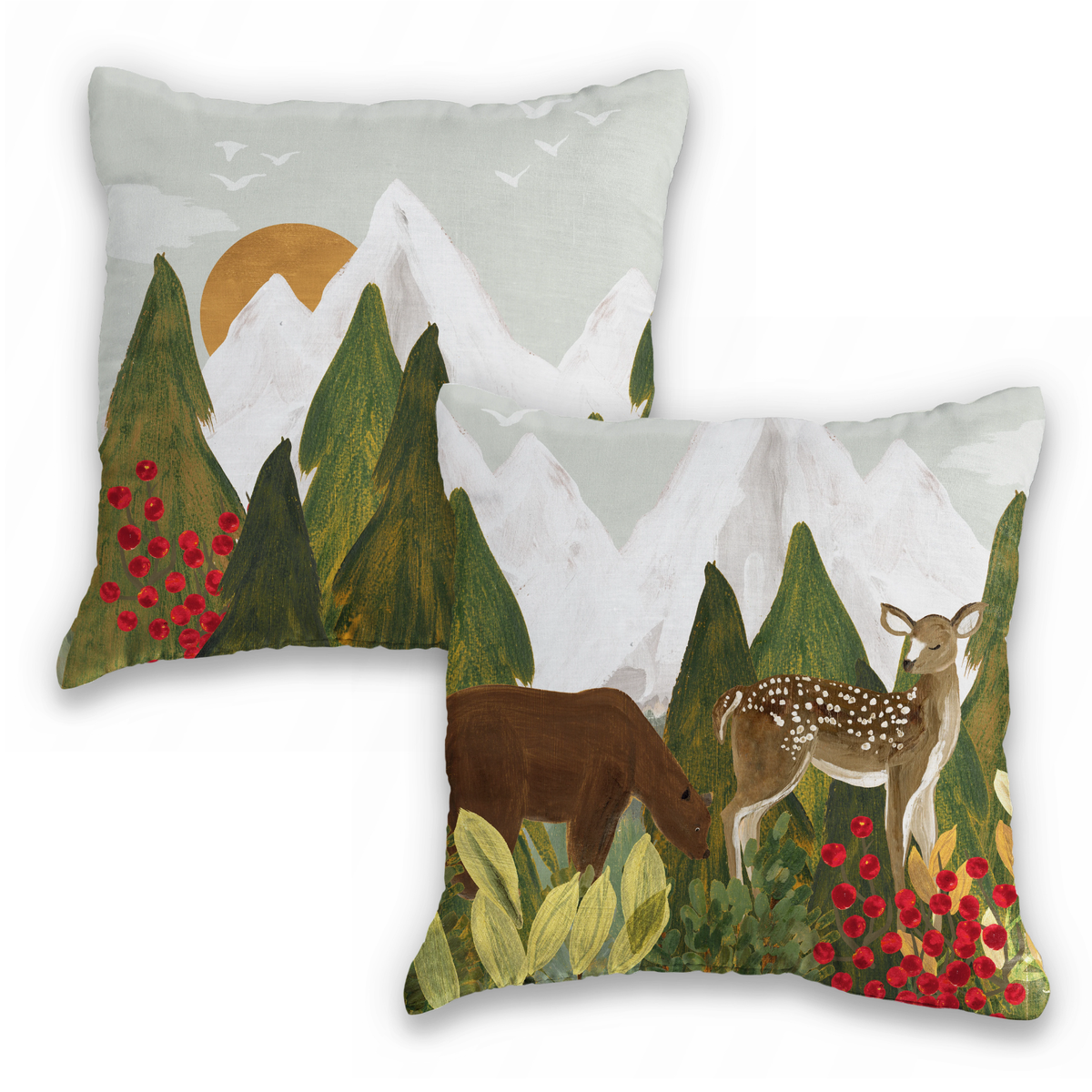 Reinard velvet decorative cushion with seasonal illustrated print