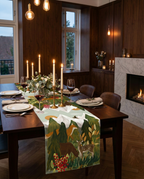 Reinard Pure Linen table runner with seasonal illustrated print