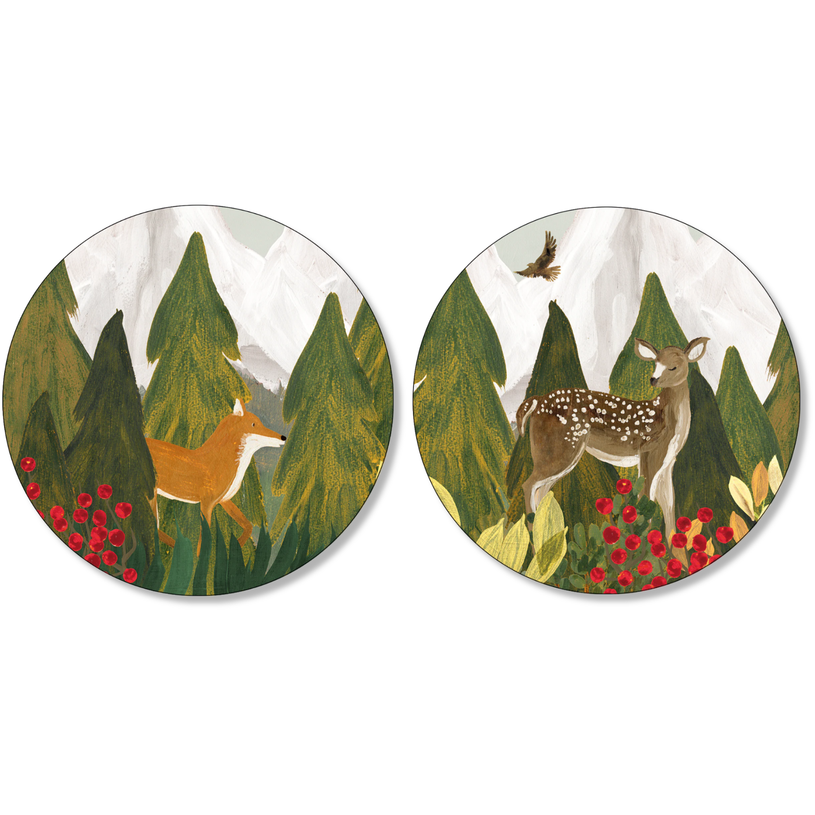 Reinard Set of 2 Wood and Cork Coasters, The Napking home textile